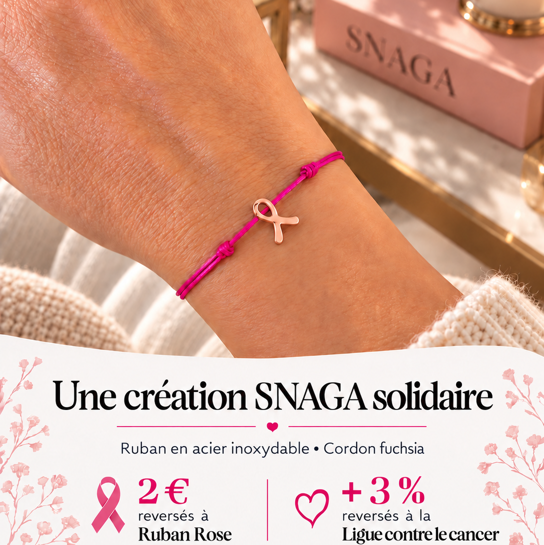 ROSE FUSHIA ROSE GOLD – Bracelet solidaire Octobre Rose en acier inoxydable rose gold