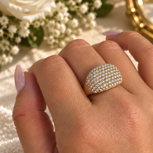 PRESTIGE – Bague dorée pavée de strass