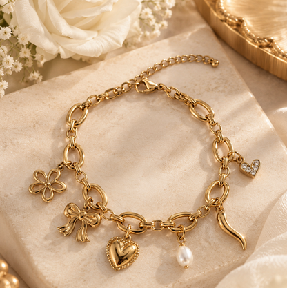 SERENA – Bracelet création à charms en acier inoxydable doré