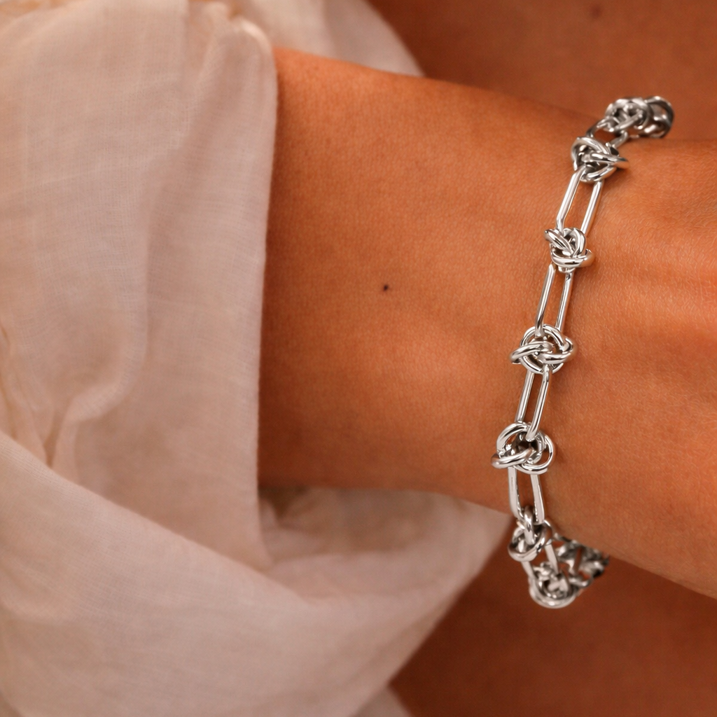 SÉDUCTION – Bracelet nœuds en acier inoxydable argenté