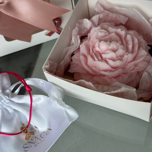 COFFRET BOUGIE OCTOBRE ROSE "ROSE" │ CRÉATION ARTISANALE SNAGA JEWELRY