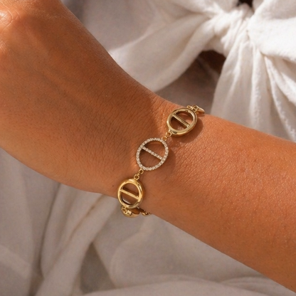 ESTELLE - Bracelet maille marine en acier Inoxydable doré et zircons
