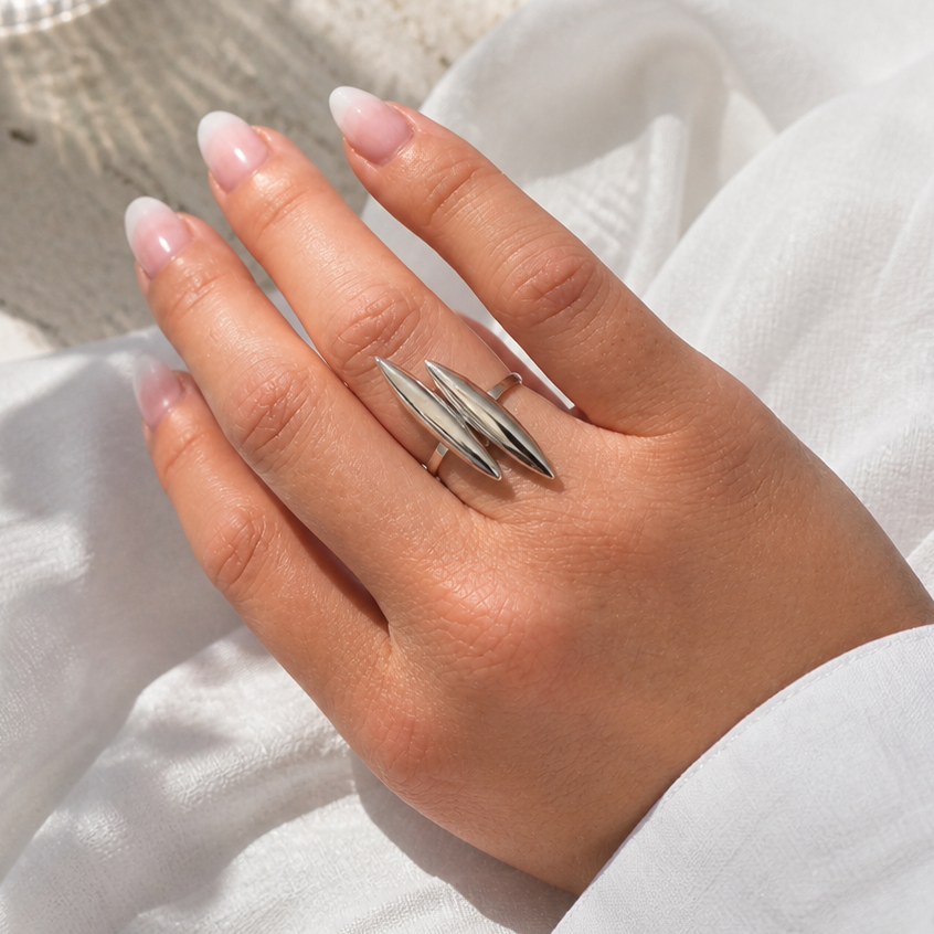 LILY - Bague en acier Inoxydable argenté