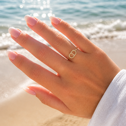 LAORA - Bague maille marine en acier Inoxydable doré et strass
