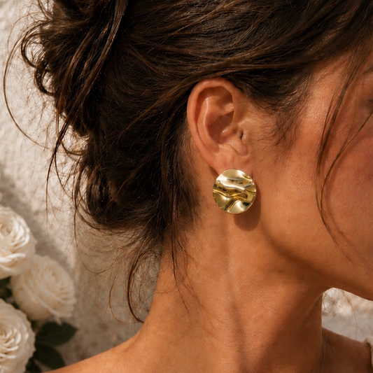 KAYLA - Boucles d’oreilles effet froissé en acier inoxydable doré