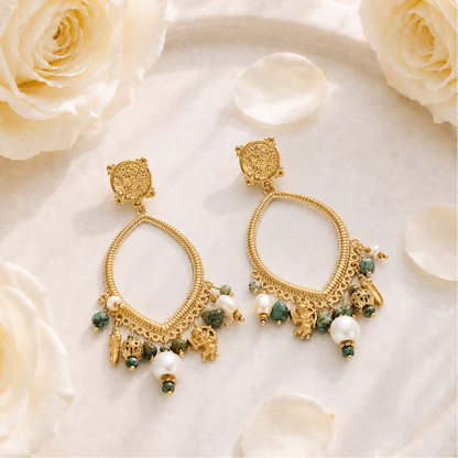 LUCIE - Boucles d’oreilles en acier inoxydable doré et breloques