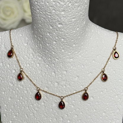 VALENTINE - Collier en acier Inoxydable doré et zircon rouge