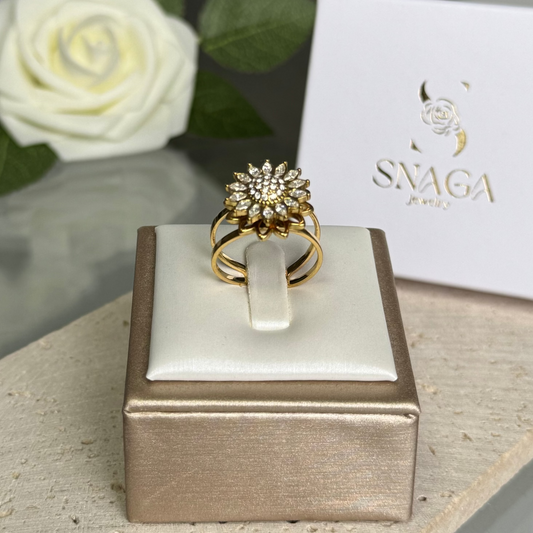 MARGAUX - Bague anti-stress en acier Inoxydable doré - fleur tournante