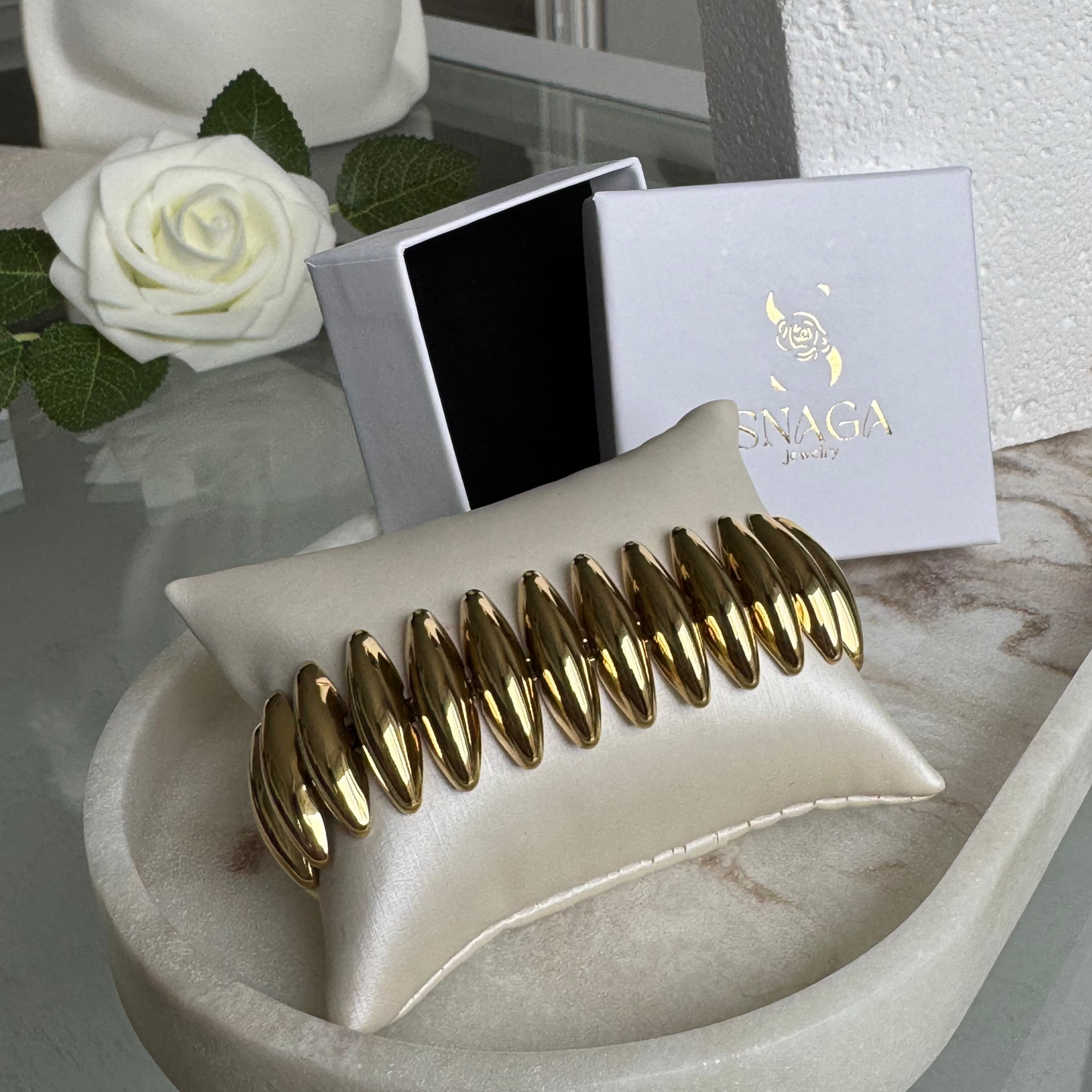 ANTHINEA - Bracelet en acier Inoxydable Doré