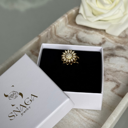 MARGAUX - Bague anti-stress en acier Inoxydable doré - fleur tournante