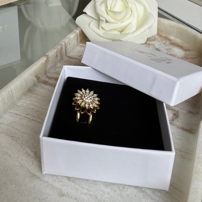 MARGAUX - Bague anti-stress en acier Inoxydable doré - fleur tournante