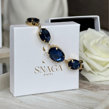EMILIE - Bracelet en acier Inoxydable Doré – Strass bleu