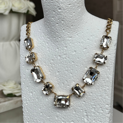 SANAA - Collier en acier Inoxydable Doré – Strass transparent