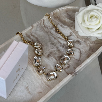 SANAA - Collier en acier Inoxydable Doré – Strass transparent