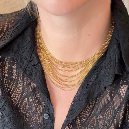 ALIX - Collier ras de coup en acier Inoxydable doré multiple