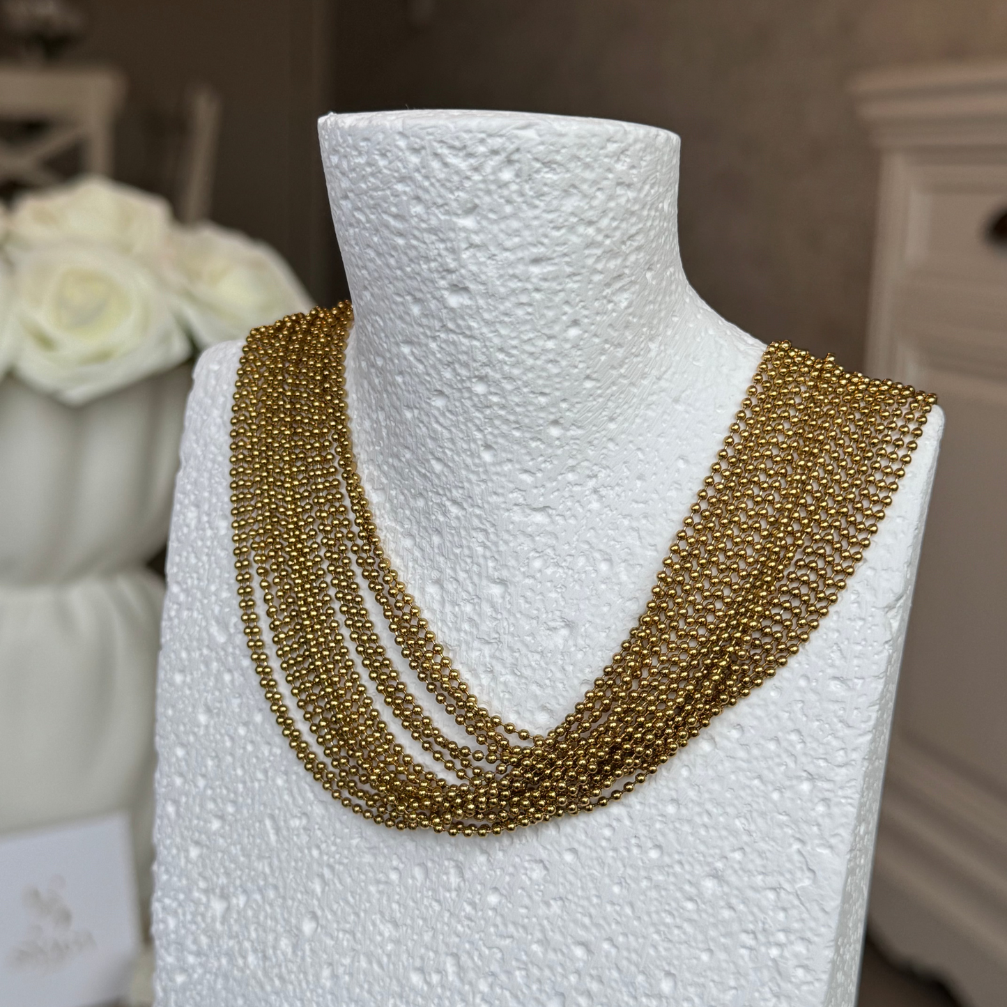 ALIX - Collier ras de coup en acier Inoxydable doré multiple