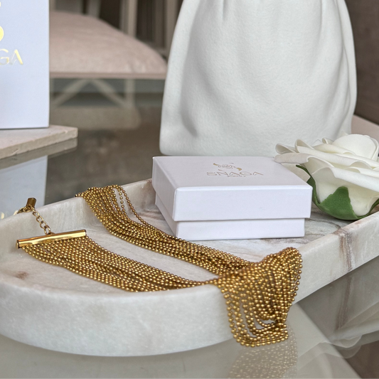 ALIX - Collier ras de coup en acier Inoxydable doré multiple