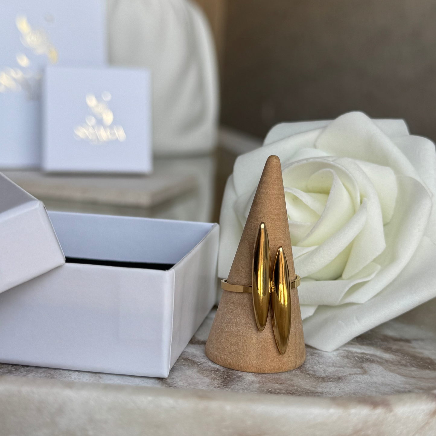 LILY - Bague en acier Inoxydable doré