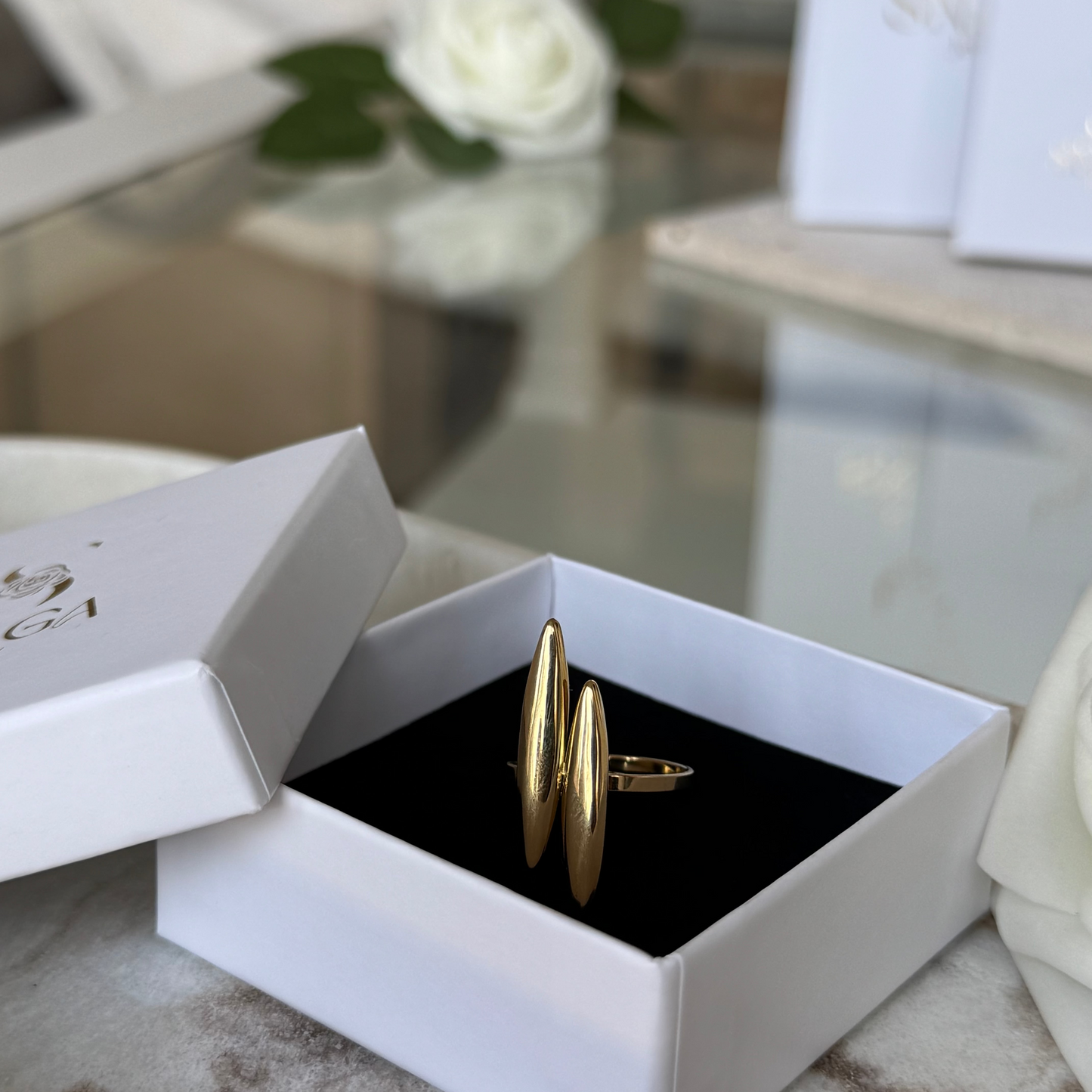 LILY - Bague en acier Inoxydable doré