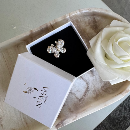 JOHANNA - Bague en acier Inoxydable doré - motif papillon