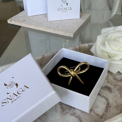 FAUSTINE - Bague en acier Inoxydable doré avec gros noeud