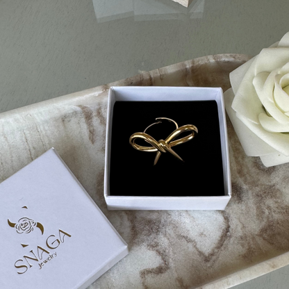 FAUSTINE - Bague en acier Inoxydable doré avec gros noeud