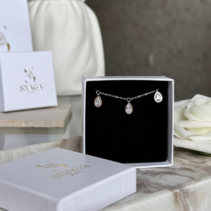 VALENTINE - Collier en acier Inoxydable argenté et zircon transparent