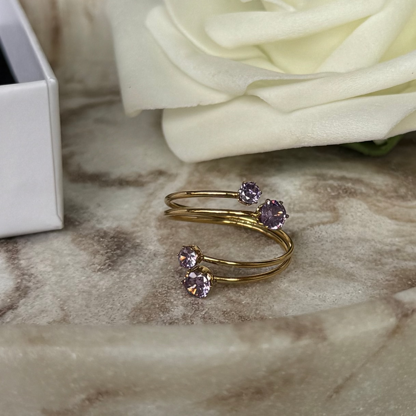 MANON - Bague en acier Inoxydable doré et lilas