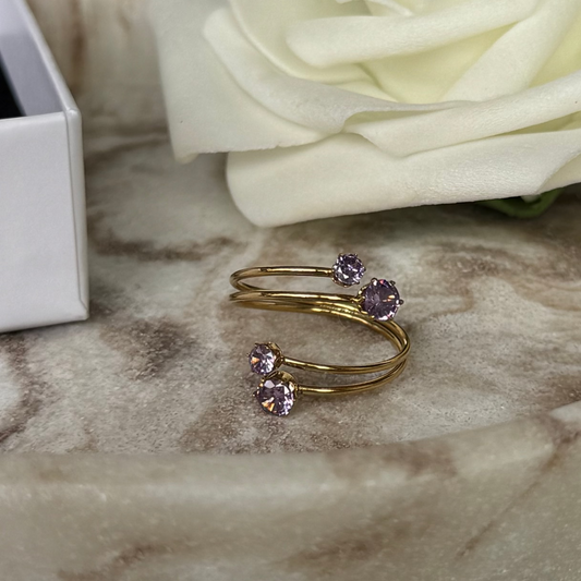 MANON - Bague en acier Inoxydable doré et lilas