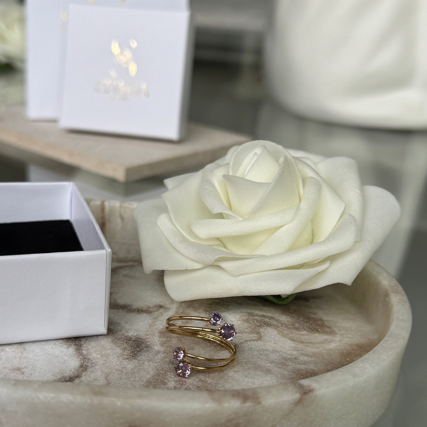 MANON - Bague en acier Inoxydable doré et lilas