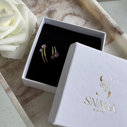 MANON - Bague en acier Inoxydable doré et lilas