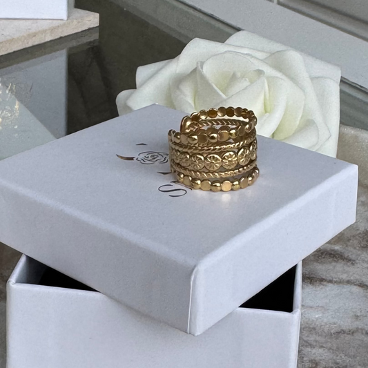 YOANA - Bague large en acier Inoxydable doré