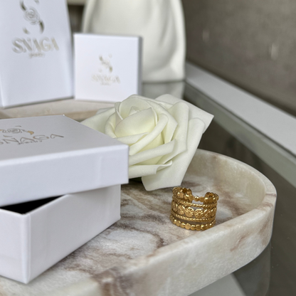 YOANA - Bague large en acier Inoxydable doré