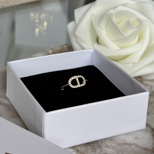 LAORA - Bague en acier Inoxydable doré et strass