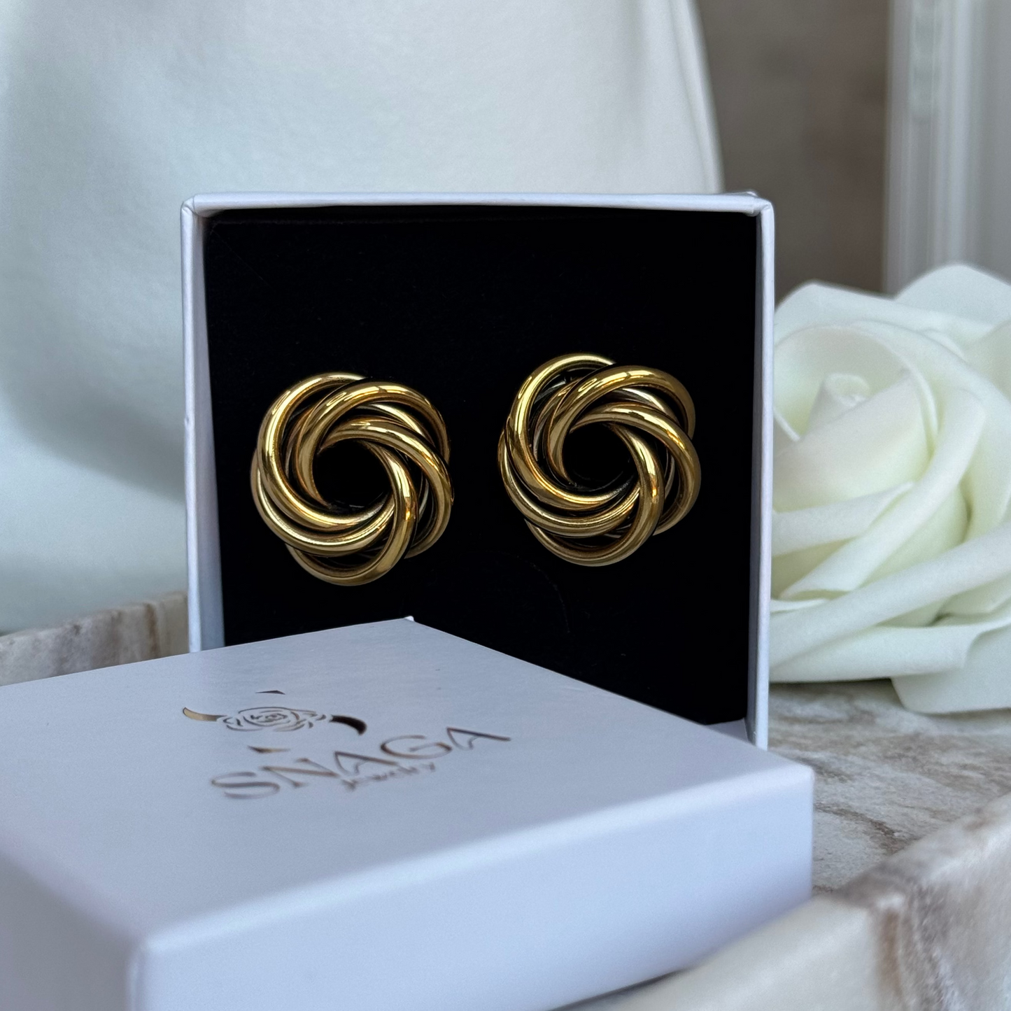 MERYL- Boucles d'oreilles en acier Inoxydable doré