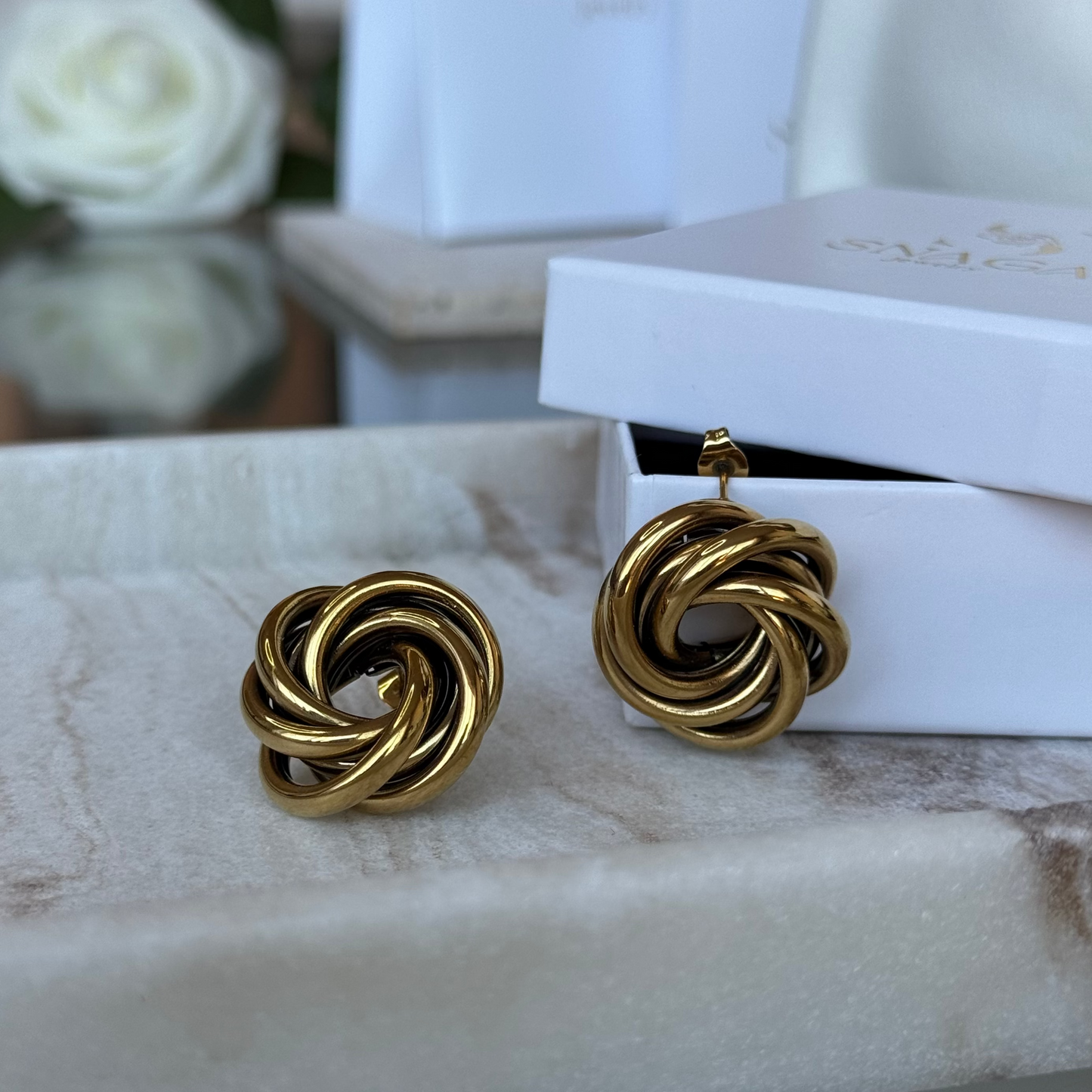 MERYL- Boucles d'oreilles en acier Inoxydable doré