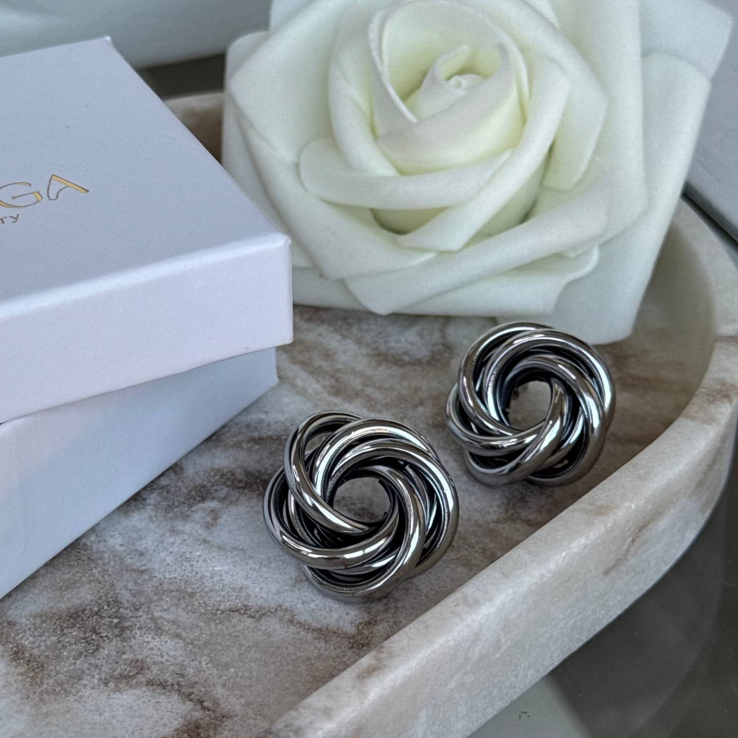 MERYL- Boucles d'oreilles en acier Inoxydable argenté