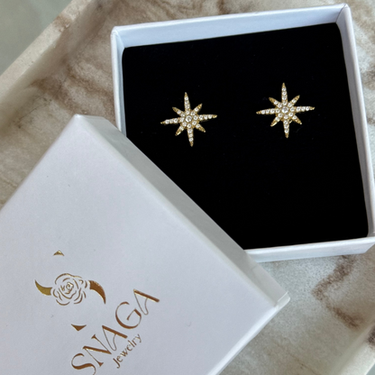 LOUISE - Boucles d'oreilles en acier Inoxydable doré - étoile et strass