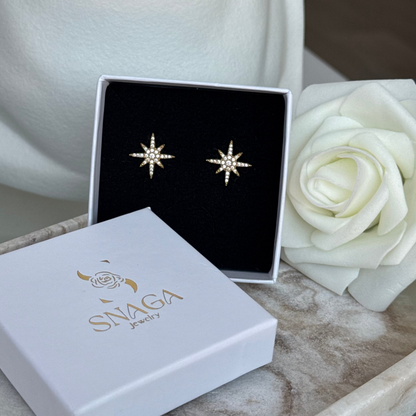 LOUISE - Boucles d'oreilles en acier Inoxydable doré - étoile et strass