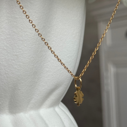EDEN - Collier création en acier Inoxydable Doré et pendentif trèfle