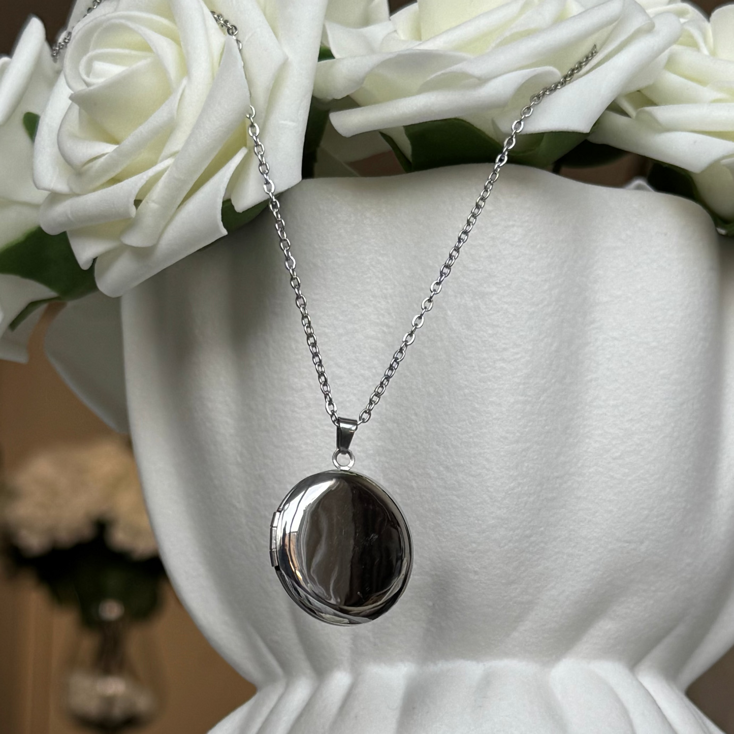 DINA - Collier porte photo en acier Inoxydable argenté - poli