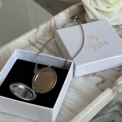 DINA - Collier porte photo en acier Inoxydable argenté - poli