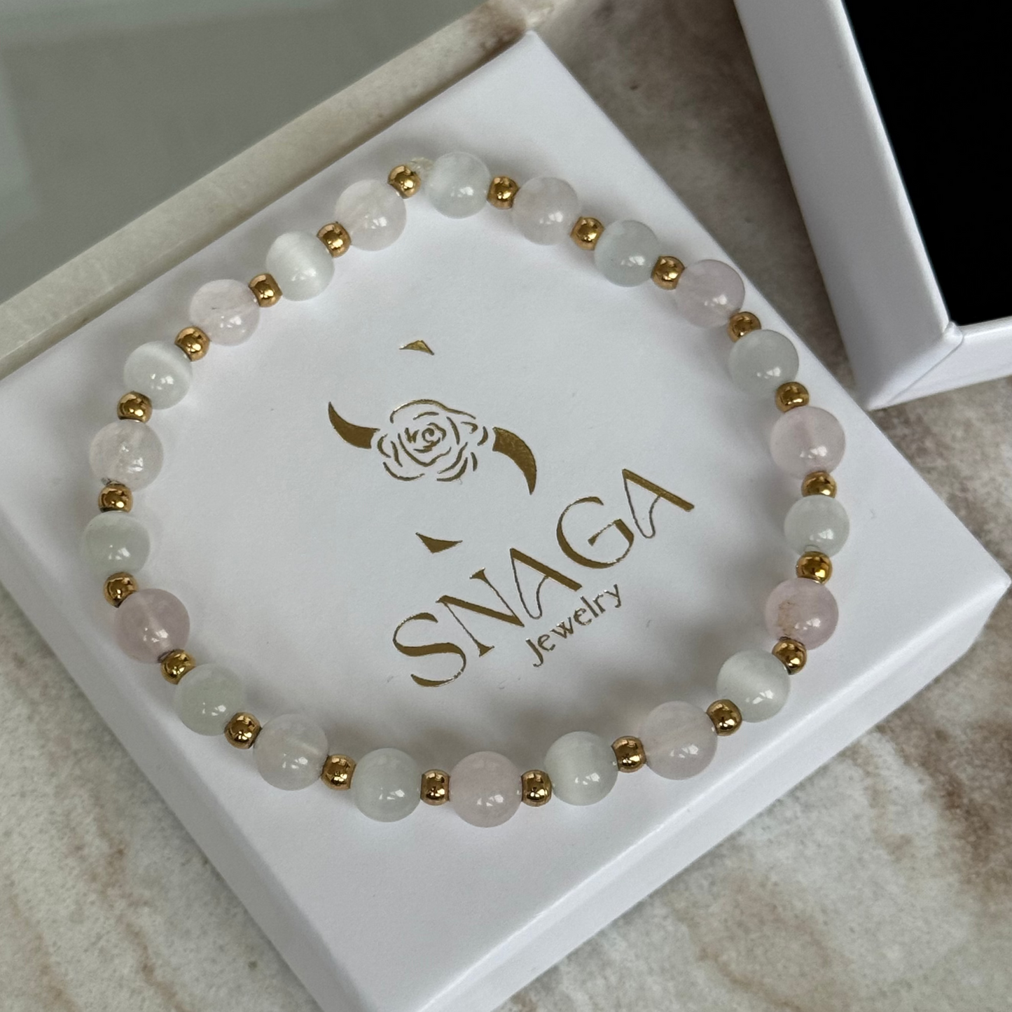 DANIELLA - Bracelet création en perle en acier Inoxydable Doré