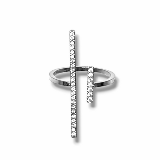 BARRES PARALLELES ARGENTEES │ BAGUE