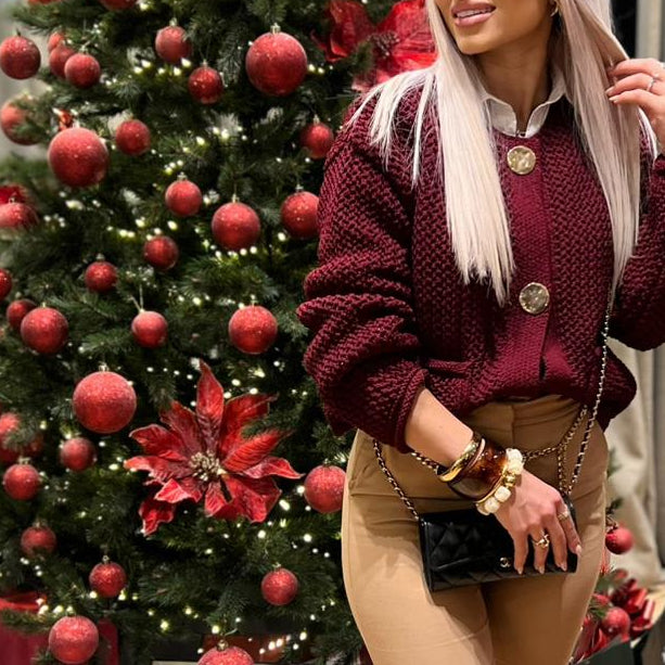 SISI - Jonc large en acrylique marron effet marbré